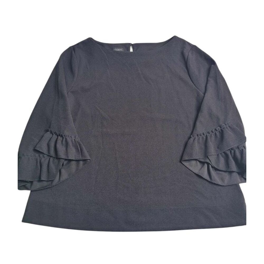 3508 Talbots Women's Black Ruffled Sleeve Blouse XL‎